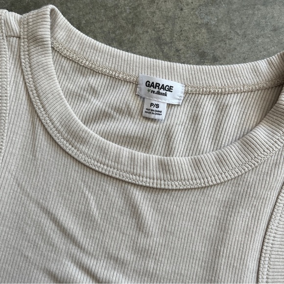 NWOT Garage tank top size small, tan beige sand, never worn, raw bottom edge - Picture 2 of 4